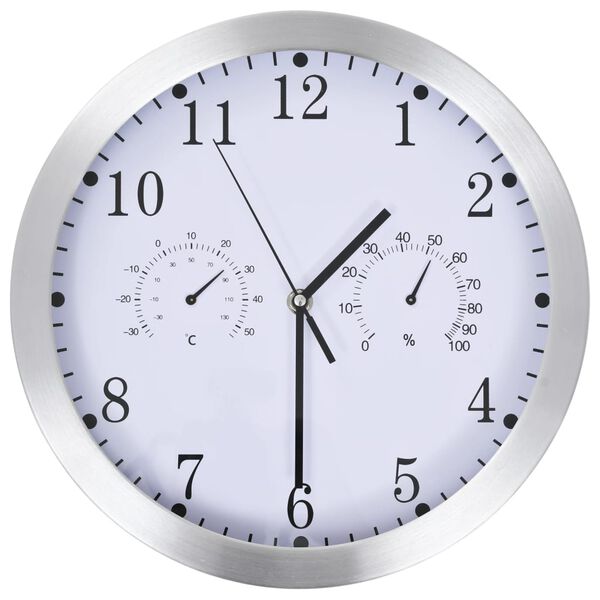 vidaXL Wall Clock with Quartz Movement Hygrometer Thermometer White