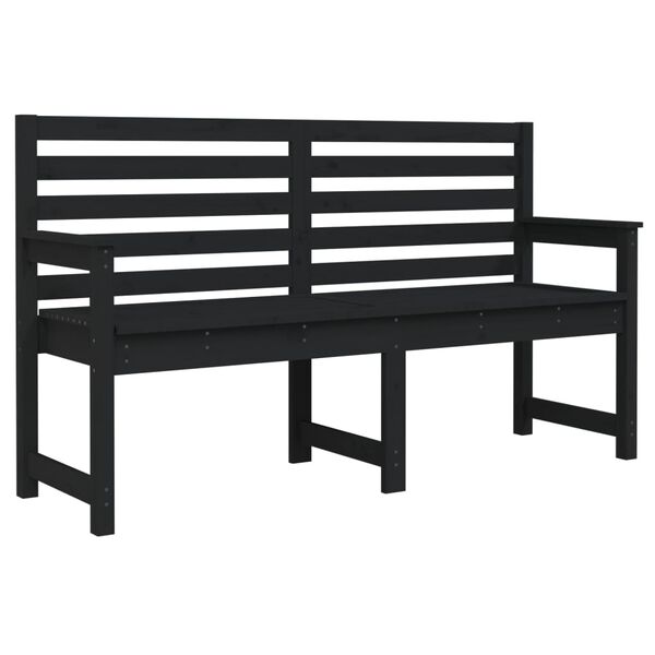 vidaXL Garden Bench Black 159.5x48x91.5 cm Solid Wood Pine