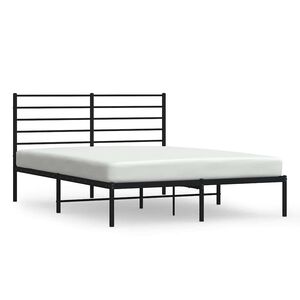 vidaXL Metal Bed Frame without Mattress with Headboard Black 150x200cm
