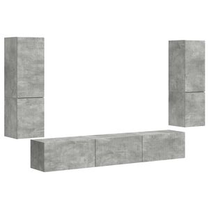 vidaXL TV Cabinet Set Wall-mounted 4 pcs Concrete Grey Engineered Wood