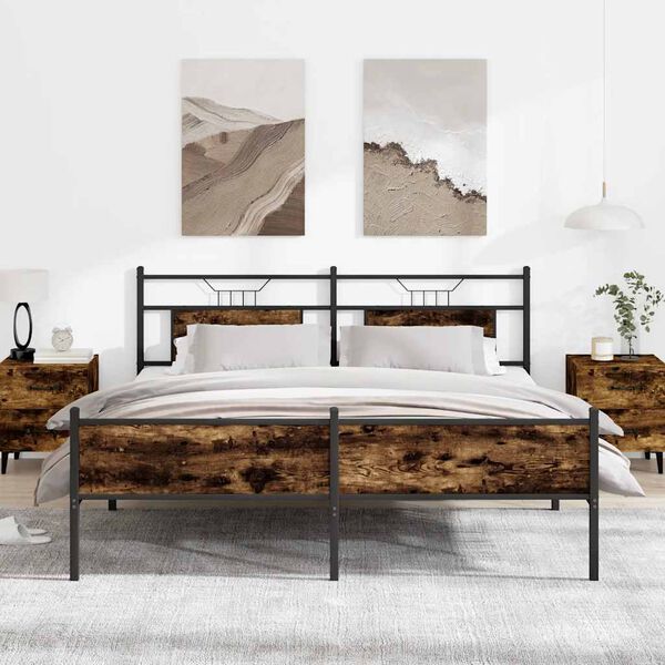 vidaXL Metal Bed Frame without Mattress Smoked Oak 180x200 cm Super King