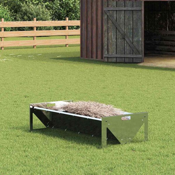 vidaXL Livestock Feeding Trough Silver 108 x 50 x 28 cm