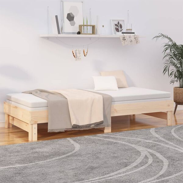 vidaXL Pull-out Day Bed without Mattress 2x(90x200) cm Solid Wood Pine