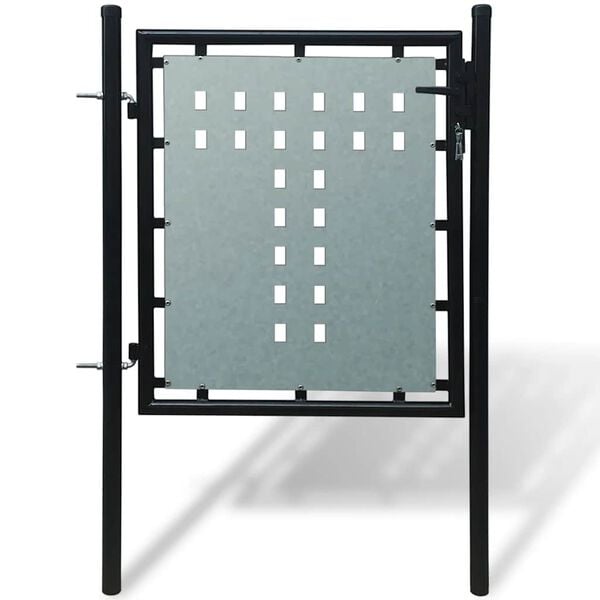 vidaXL Black Single Door Fence Gate 100x100 cm