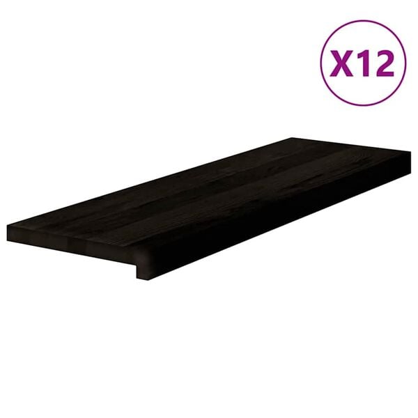 vidaXL Stair Treads 12 pcs Dark Brown 80x30x2 cm Solid Wood Oak