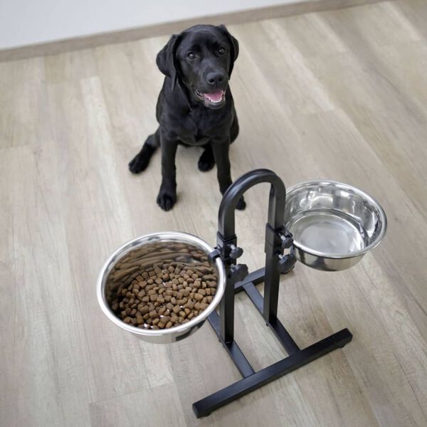 Kerbl Pet Feeders With Stand Adjustable Deluxe 2x2.8 L 52 cm Black