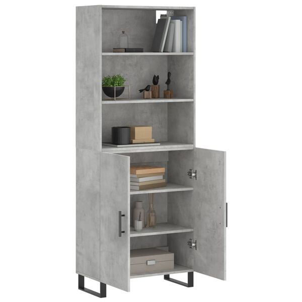 vidaXL Highboard Concrete Grey 69.5x34x180 cm Engineered Wood