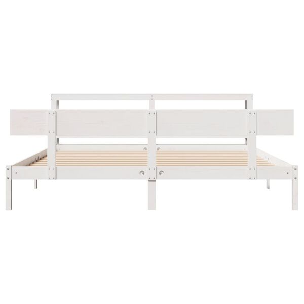 vidaXL Bed Frame without Mattress White 180x200 cm Super King Solid Wood Pine