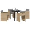 vidaXL Garden Dining Set with Cushion 5 pcs Beige Poly Rattan