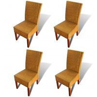 vidaXL Dining Chairs 4 pcs Brown Natural Rattan