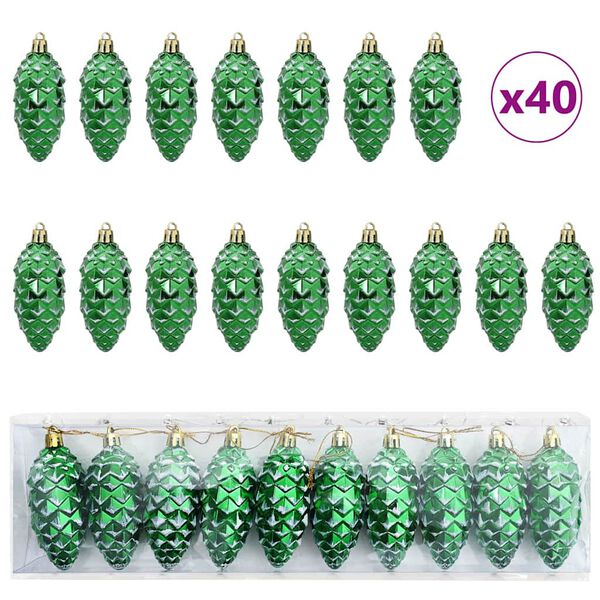 vidaXL Christmas Pine Cone Ball 40 pcs Green