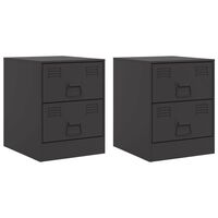 vidaXL Bedside Cabinets 2 pcs Black 34.5x39x44 cm Steel