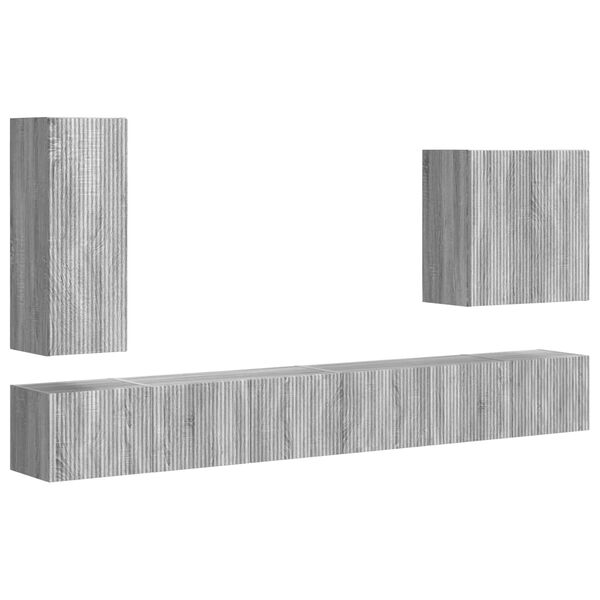 vidaXL TV Wall Cabinet Set Wall-mounted 6 pcs Grey Sonoma