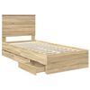 vidaXL Bed Frame with Headboard Sonoma Oak 90 x 190 cm Engineer Wood