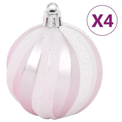 vidaXL 108 Piece Christmas Bauble Set White and Pink