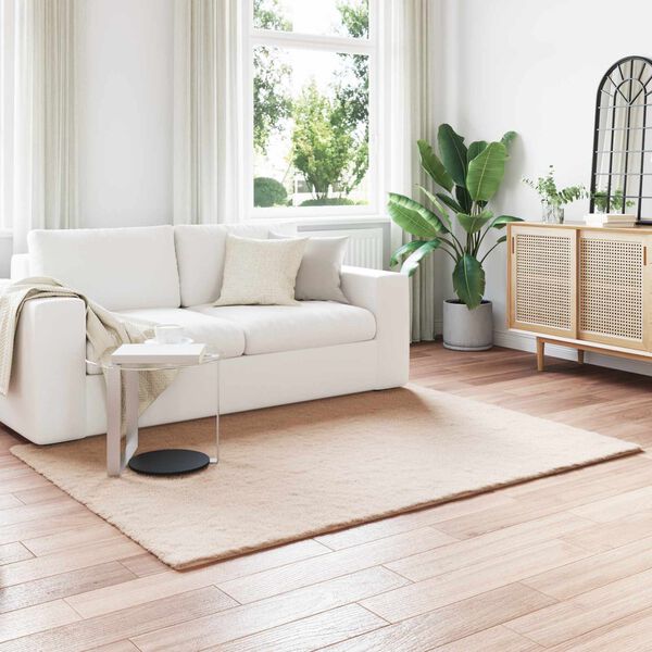 vidaXL Faux Rabbit Fur Rug Olite Taupe 120 x 170 cm Polyester