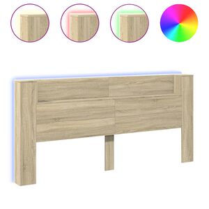 vidaXL Headboard Cabinet with LED Sonoma Oak 220x16,5x103,5 cm