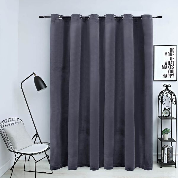 vidaXL Blackout Curtain with Metal Rings Velvet Anthracite 290x245 cm