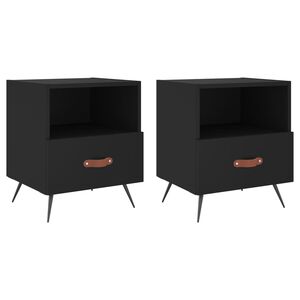 vidaXL Bedside Cabinets 2 pcs Black 40x35x47.5 cm Engineered Wood
