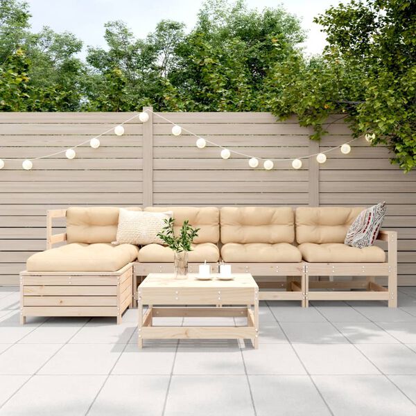 vidaXL 6 Piece Garden Sofa Set Solid Wood Pine