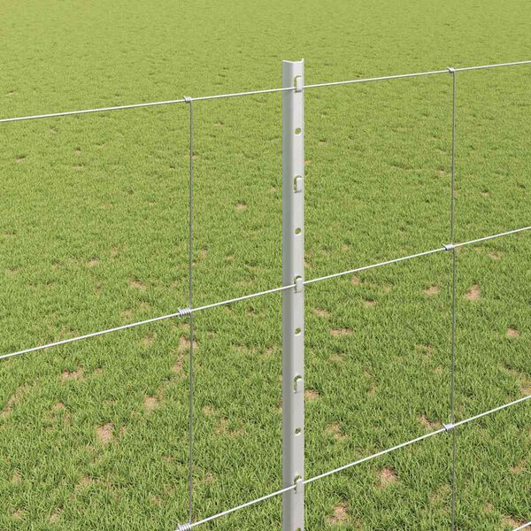 vidaXL Fence with Post Silver 1.5 x 50 m Steel