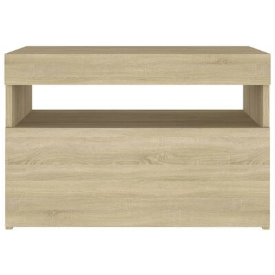 vidaXL Bedside Cabinet & LED Lights Sonoma Oak 60x35x40 cm Engineered Wood