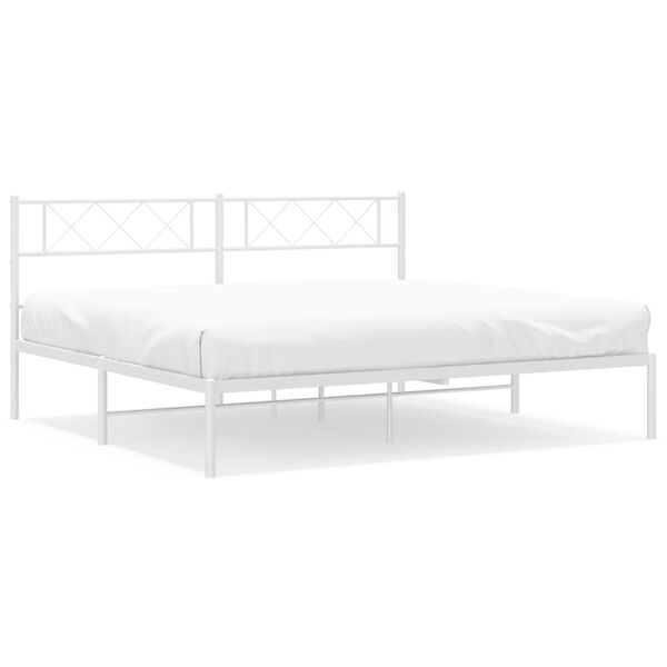vidaXL Metal Bed Frame without Mattress with Headboard White 180x200cm