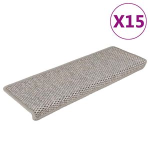 vidaXL Stair Mats Self-adhesive Sisal-Look 15 pcs 65x21x4 cm Silver