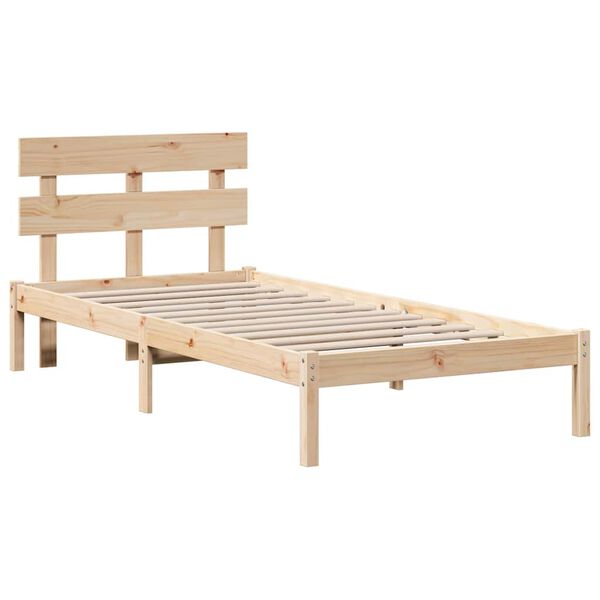 vidaXL Bed Frame with Headboard Brown 90 x 190 cm Solid Pine wood