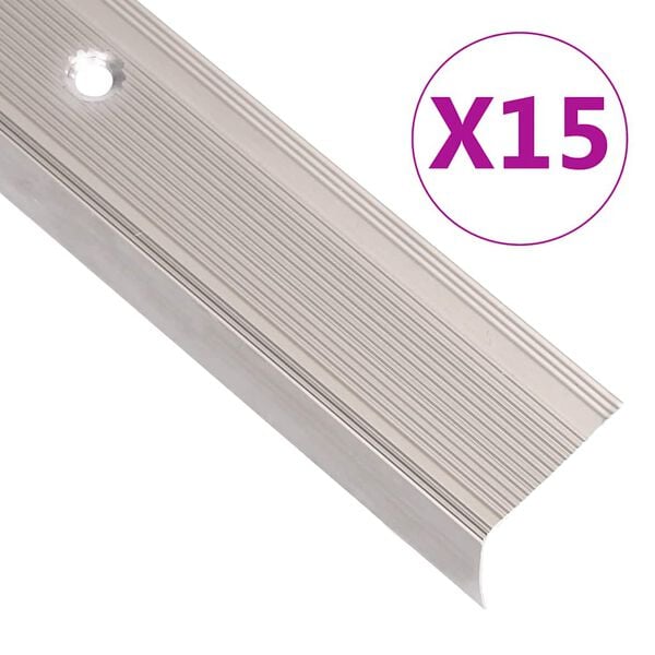 vidaXL Stair Nosings in L-shape 15 pcs Aluminium 100 cm Champagne