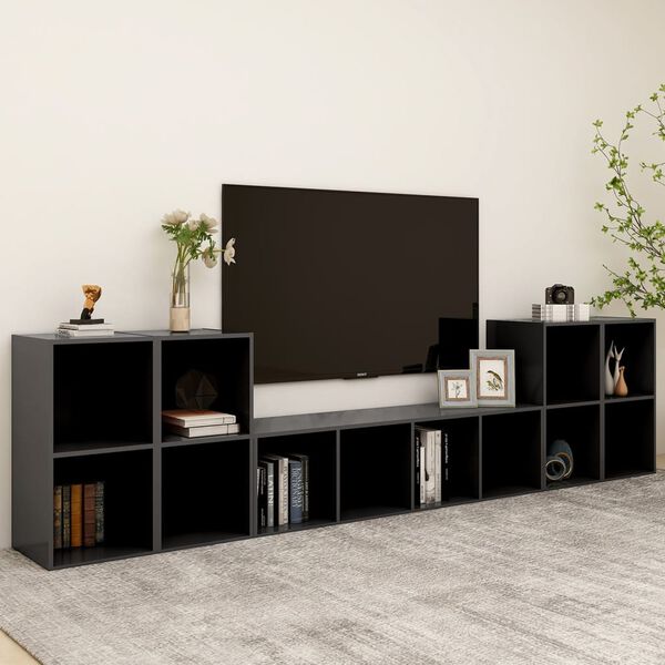 vidaXL 5 Piece TV Cabinet Set Grey Engineered Wood