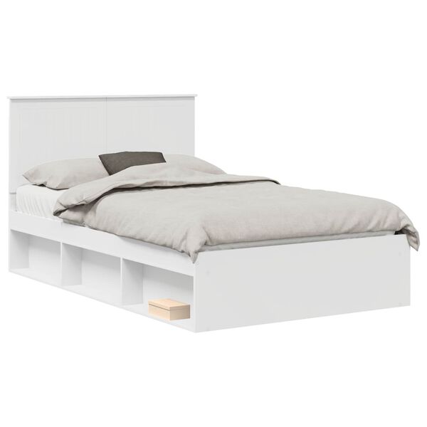 vidaXL Bed Frame with Headboard White 120 x 200 cm Solid Pine Wood