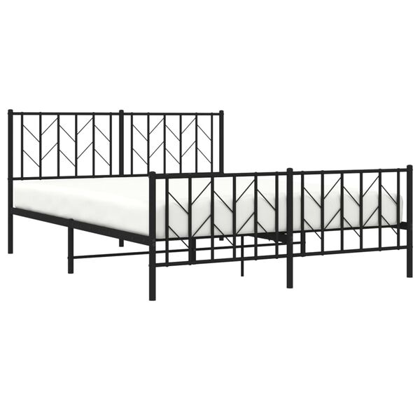 vidaXL Metal Bed Frame without Mattress with Footboard Black 150x200cm