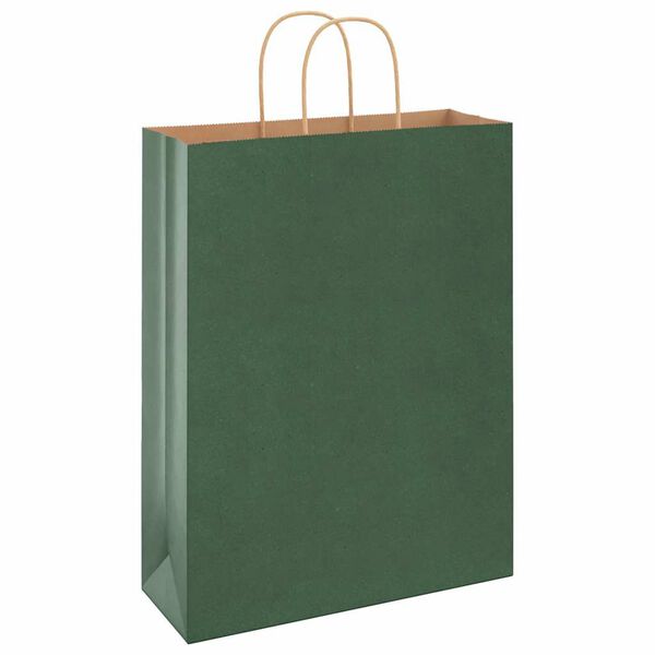 vidaXL Paper Bags 50 pcs with Handles Green 32x12x42 cm