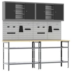 vidaXL Work Bench Set 8 pcs Black and Grey Powder-Coated Steel