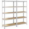 vidaXL 5-Layer Storage Shelves 2 pcs Silver Steel&Engineered Wood