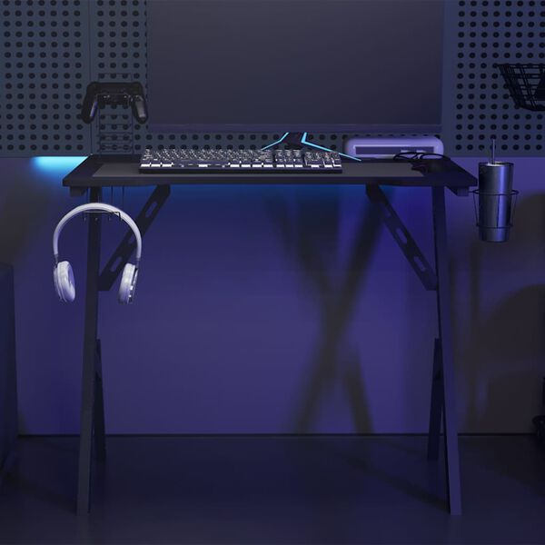 vidaXL Gaming Desk with Y Shape Legs Black 90x60x75 cm