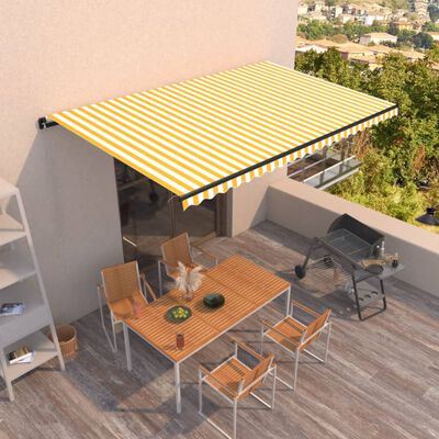 vidaXL Manual Retractable Awning 500x300 cm Yellow and White