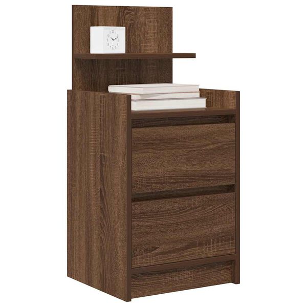 vidaXL Bedside Cabinets with 2 Drawers 2 pcs Brown Oak 38x34x80 cm