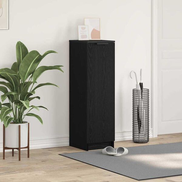 vidaXL Shoe Cabinet Black Oak 29.5 x 35 x 101 cm Engineered Wood