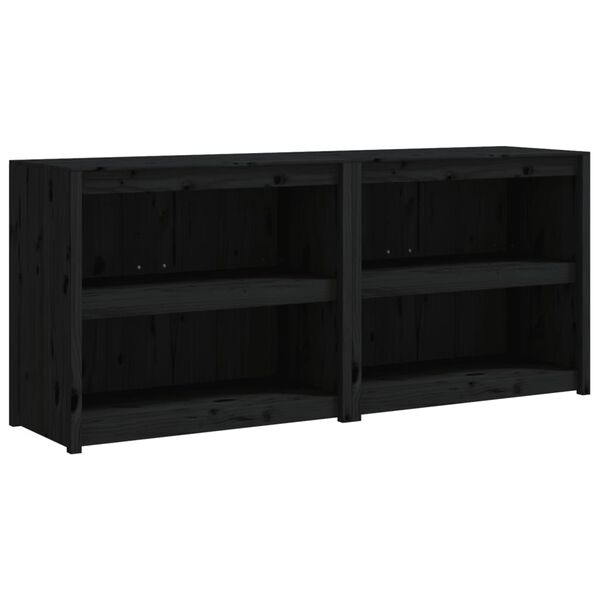 vidaXL Outdoor Kitchen Cabinets 2 pcs Black Solid Wood Pine