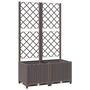 vidaXL Garden Planter with Trellis Brown 80x40x136 cm PP