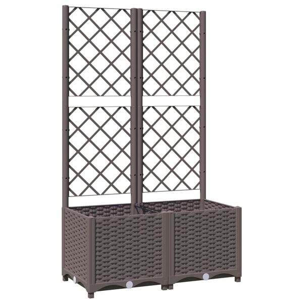 vidaXL Garden Planter with Trellis Brown 80x40x136 cm PP