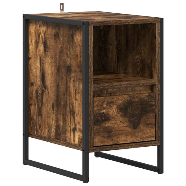 vidaXL Bedside Table Smoke Oak 39.5 x 30 x 50 cm Engineered Wood