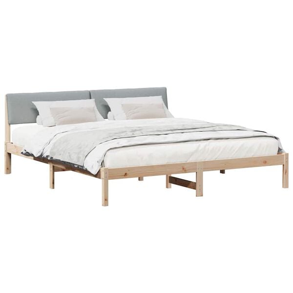 vidaXL Bed frame Brown and light grey 180 x 200 cm Solid pine wood