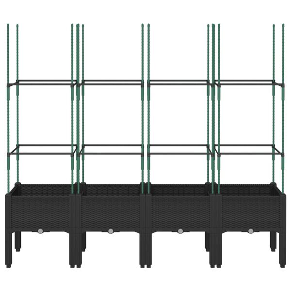 vidaXL Garden Planter with Trellis Black 160x40x142.5 cm PP