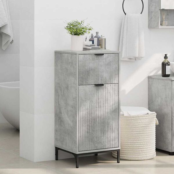 vidaXL Bathroom Cabinet with Drawer Concrete Grey 39.5 x 36 x 88 cm