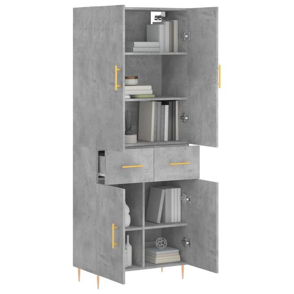 vidaXL Highboard Concrete Grey 69.5x34x180 cm Engineered Wood