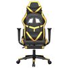 vidaXL Massage Gaming Chair with Footrest Black&Gold Faux Leather