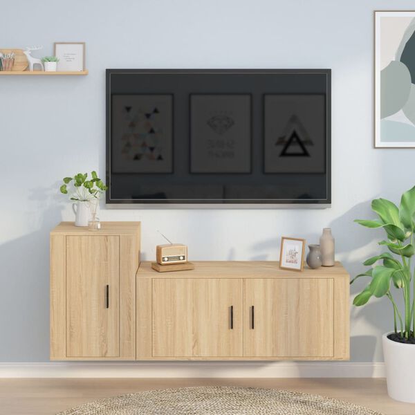 vidaXL 2 Piece TV Cabinet Set Sonoma Oak Engineered Wood